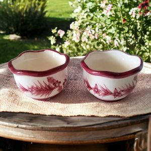 Toile Tealight Candle Holders Ceramic Red White Kitchen Creations Home Decor